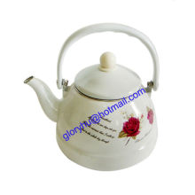 enamel teapot with plastic handle and full design